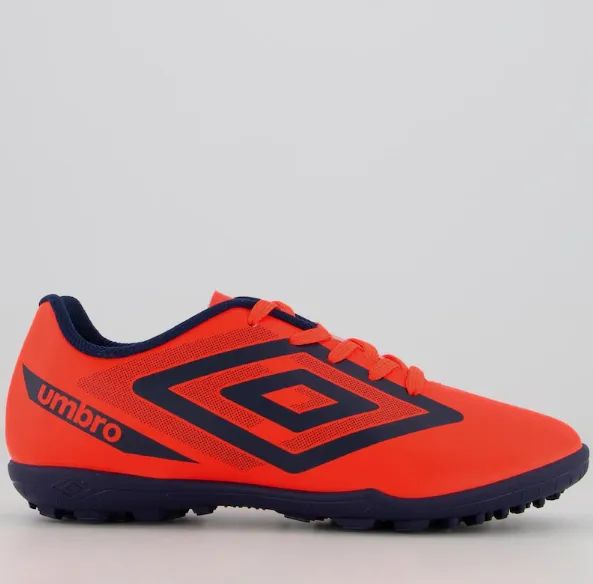 Chuteira Society Umbro Beat - Infantil Laranja e Azul (MOSTRUÁRIO) - Foto 4