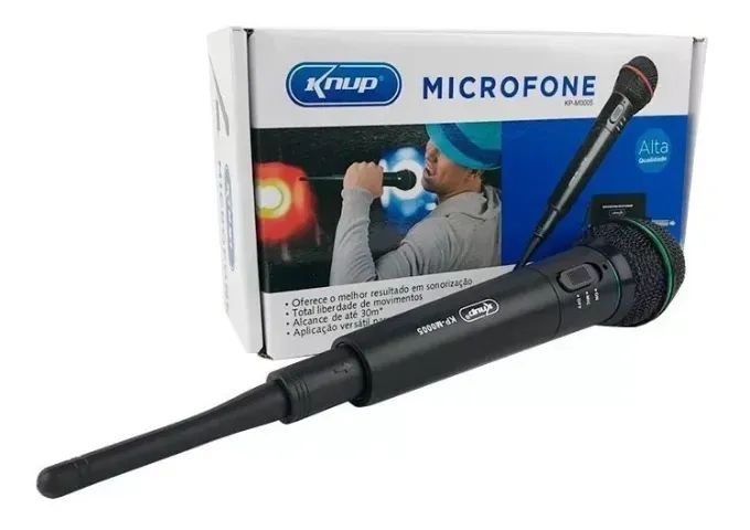 Microfone Knup Kp-m0005 Preto Alcance 30 Metros