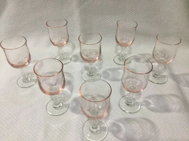 Taças Cálices De Licor Em Cristal Rosado 8 Unidades Anos 40 Raridade - Foto 6