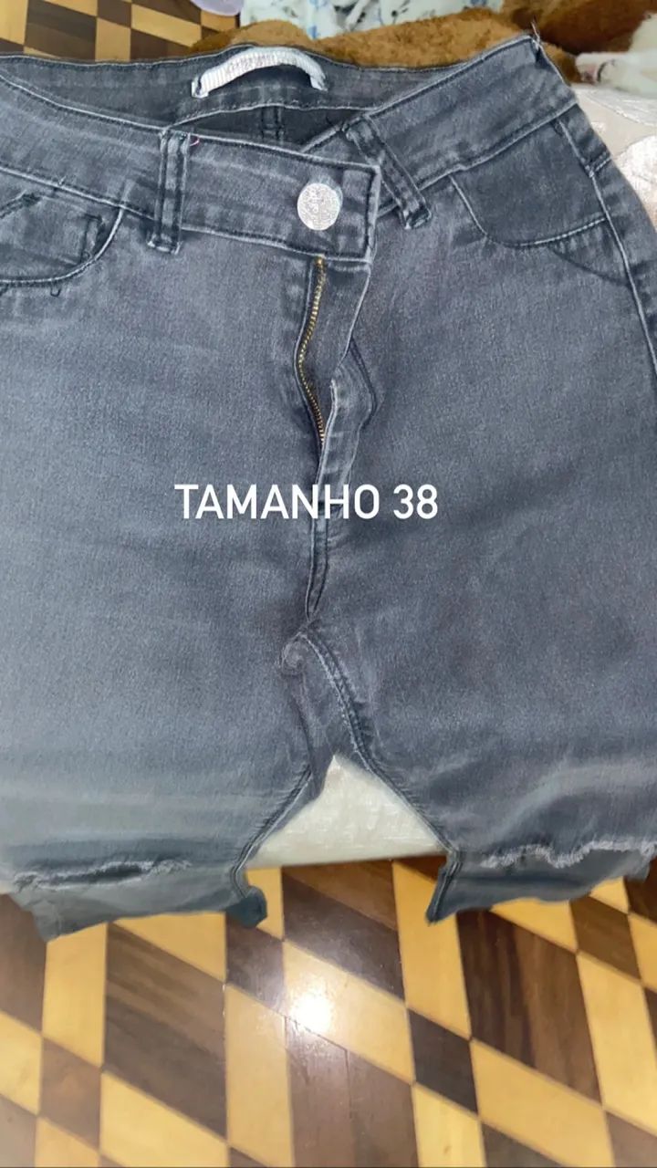 CALÇA JEANS FEMININA PRETA NÚMERO 38