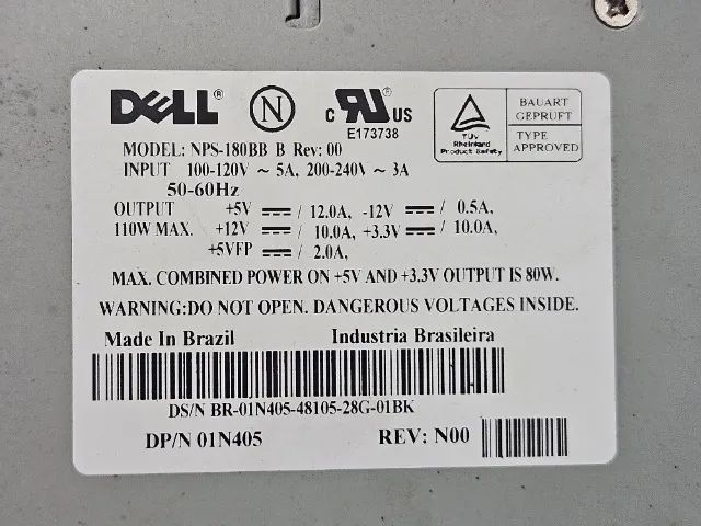 Fonte de alimentação 180W para pcs antigos, tipo low profile marca Dell  - Foto 3