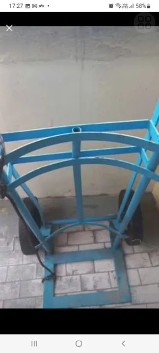 Carrinho de mão de ferro - azul - Foto 2