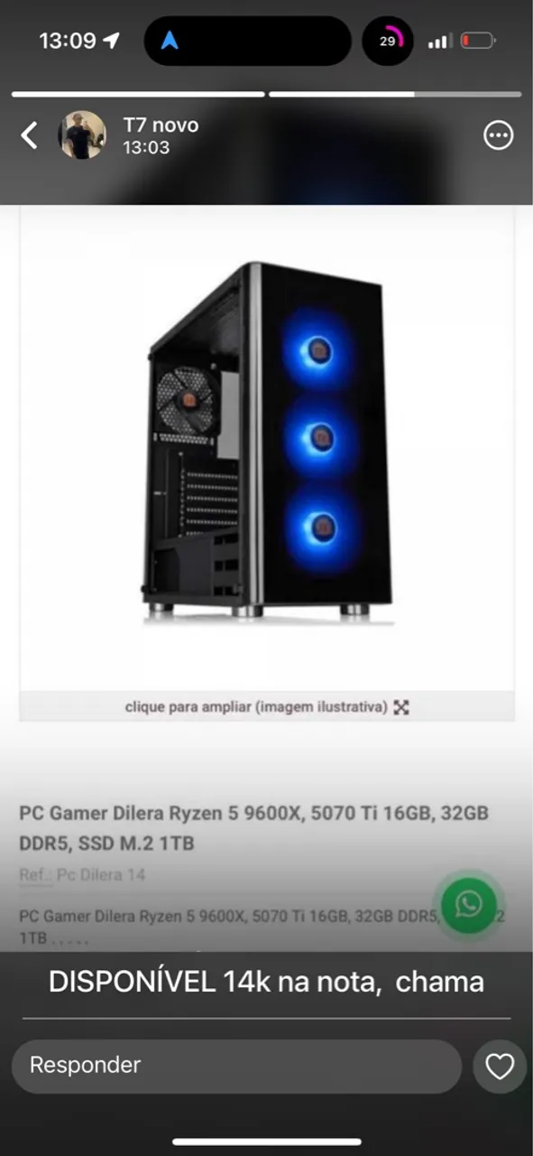 PC Gamer Ryzen 5 9600X, 5070 Ti, 32GB DDR5, SSD M.2 1TB