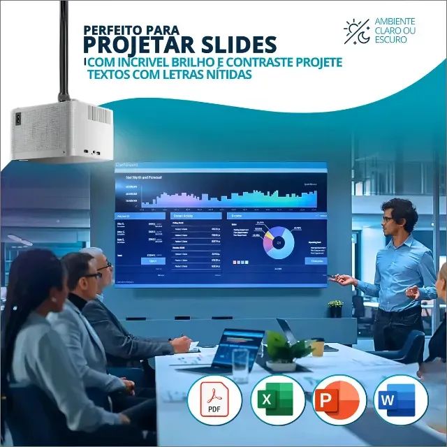 Projetor HY350 Full HD 4K Wifi6 Controle Com Comando de Voz até 200 Polegadas Novo - Foto 5