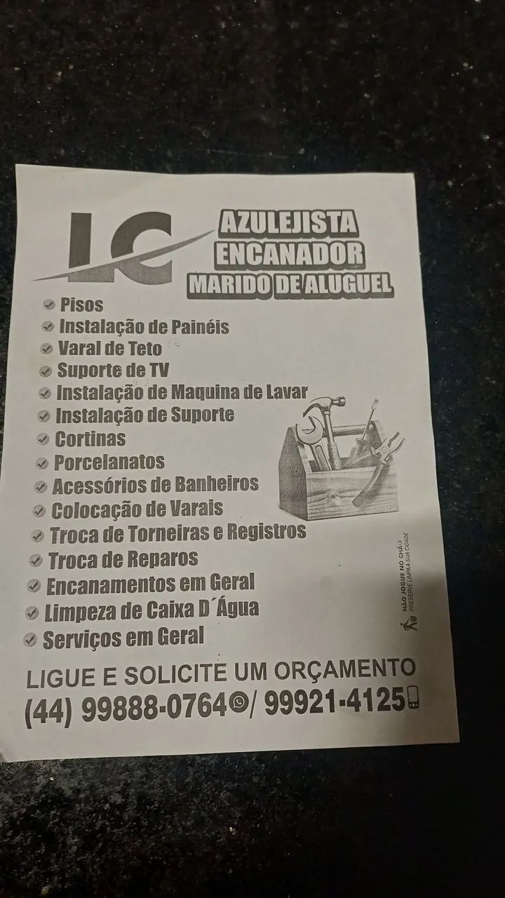 L.c azulegista encanador e marido de aluguel 