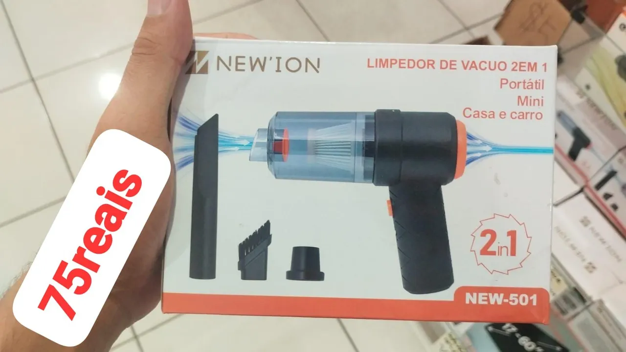 Mini Limpador de Vácuo 2 em 1 - Casa e Carro