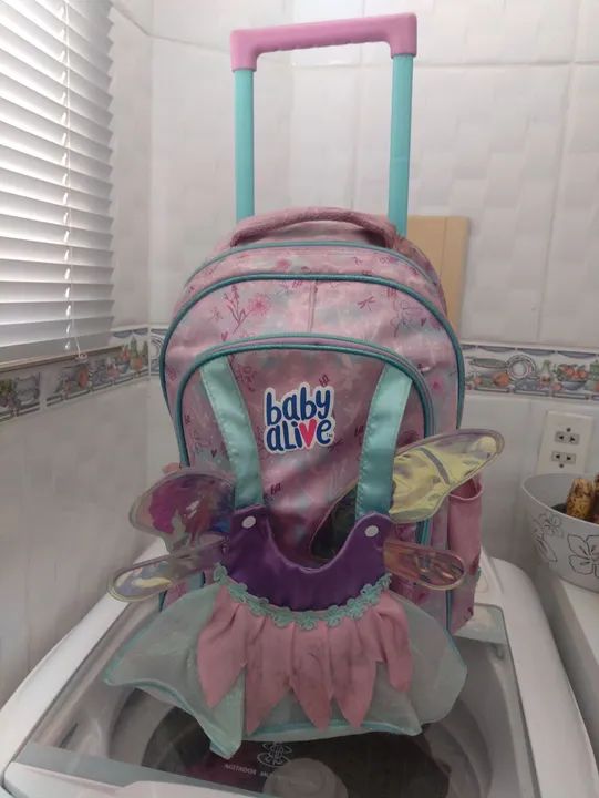 Mochila Infantil Baby Live Original  com Rodinhas - Rosa - Foto 2