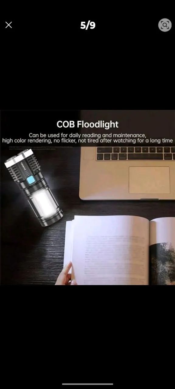 Lanterna de Led COB Recarregável - Camping e Acampamentos