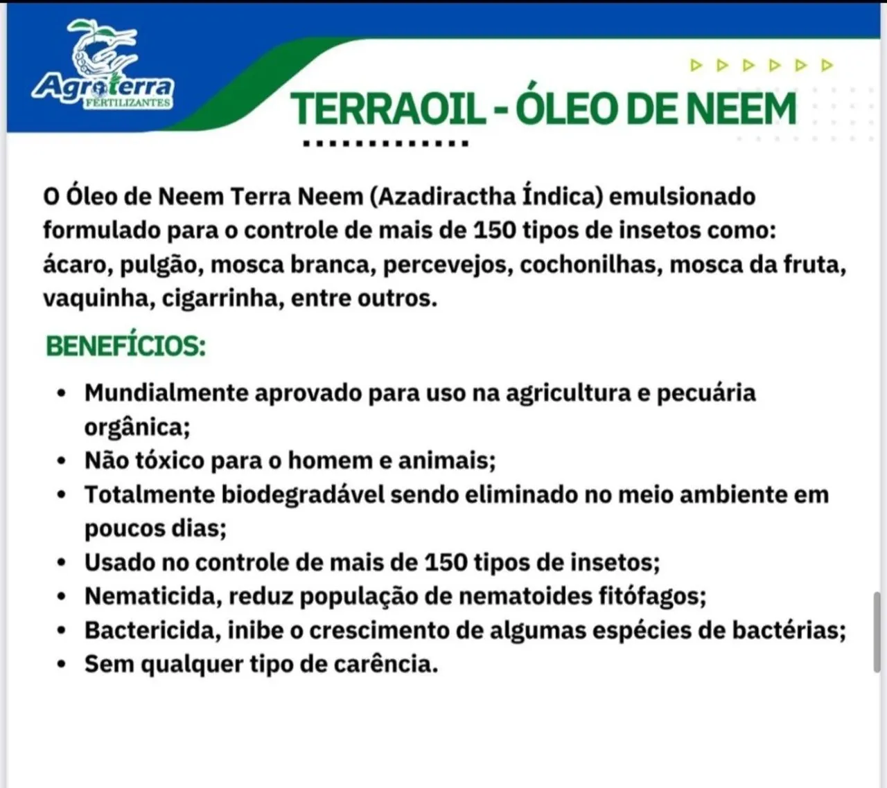 Óleo de Neem Terra Oil 1 Litro Concetrado