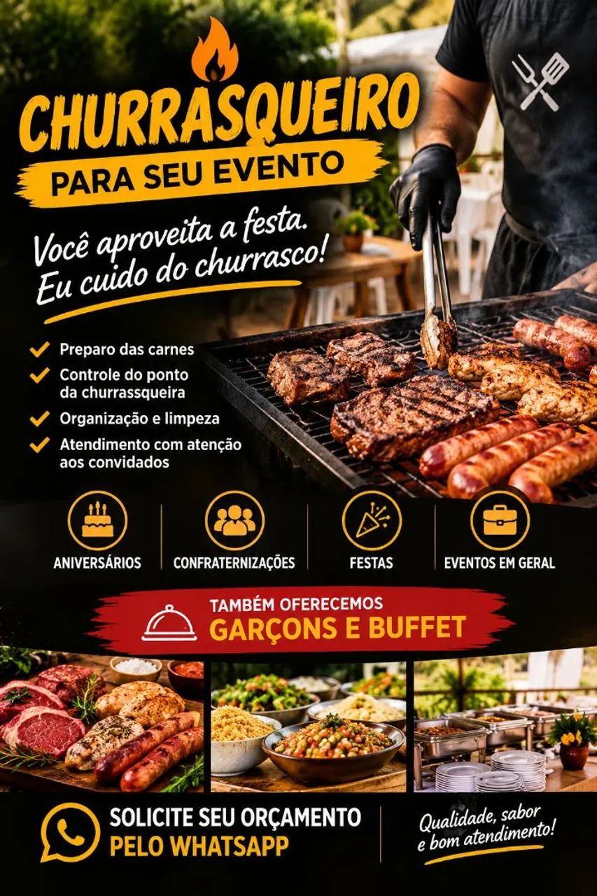 Churrasqueiro para Festas e Eventos ? Atendimento Profissional