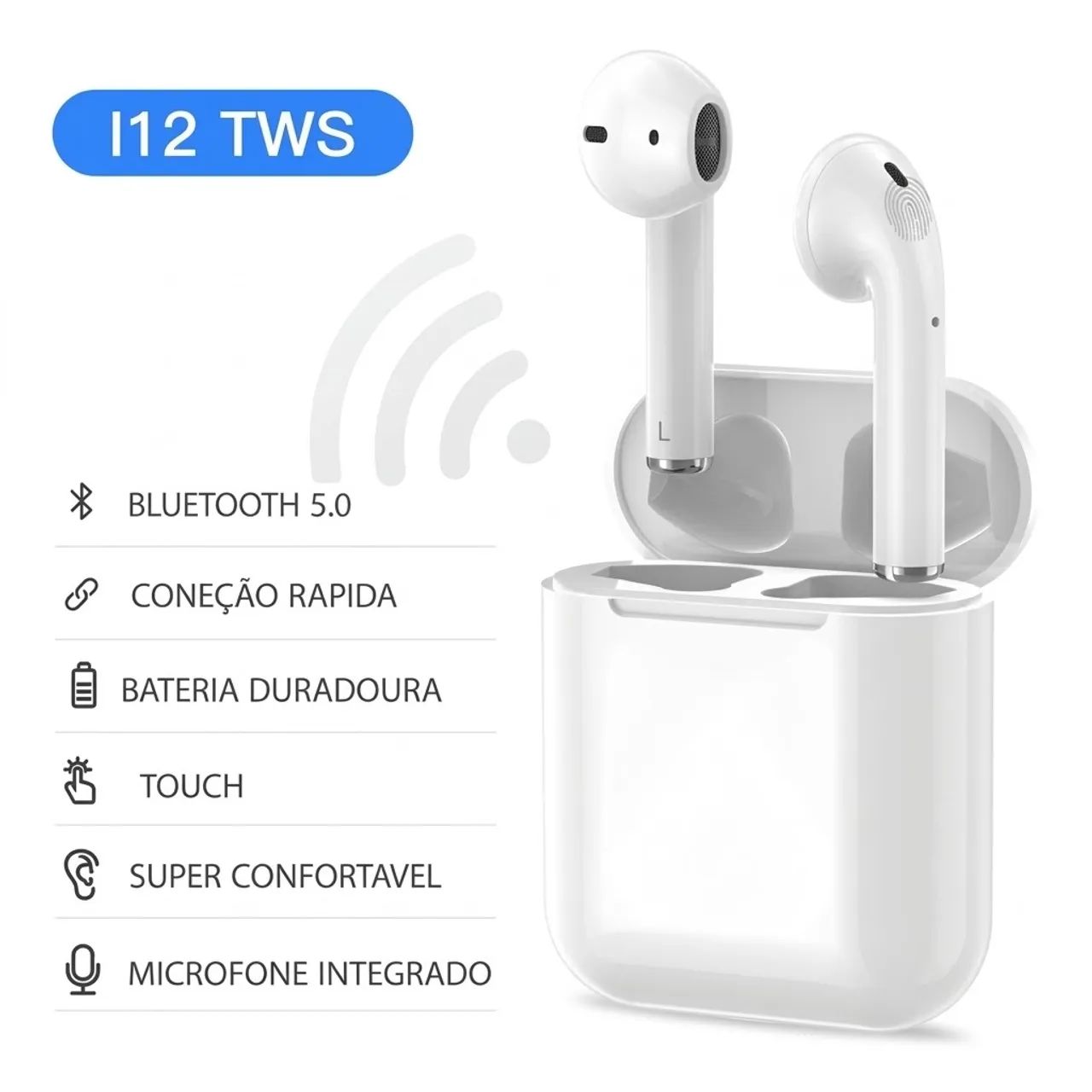 Fone Bluetooth i12 TWS V5.3 Estéreo Touch Para Celular - Foto 2