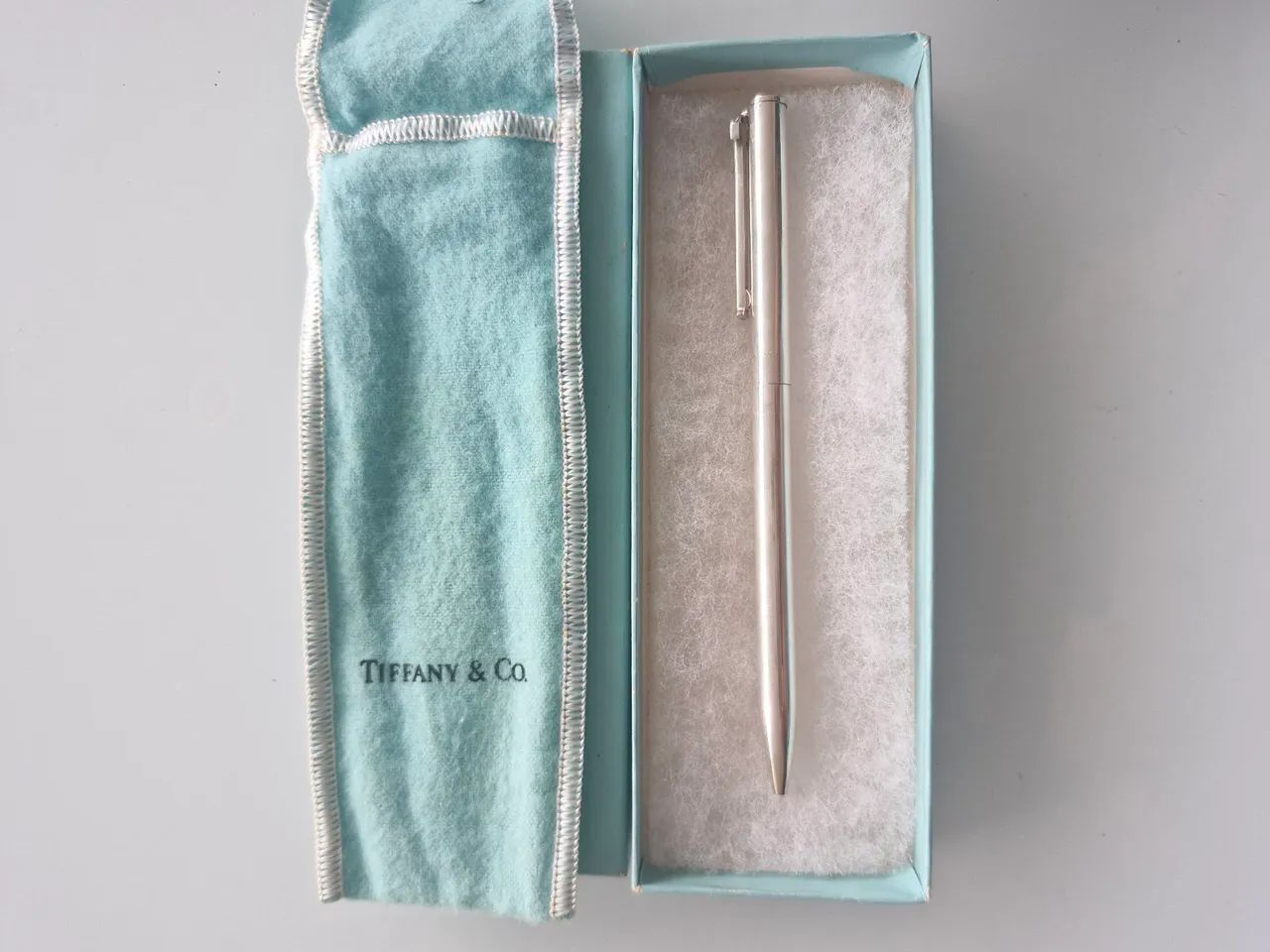 Caneta tyffany corpo de prata