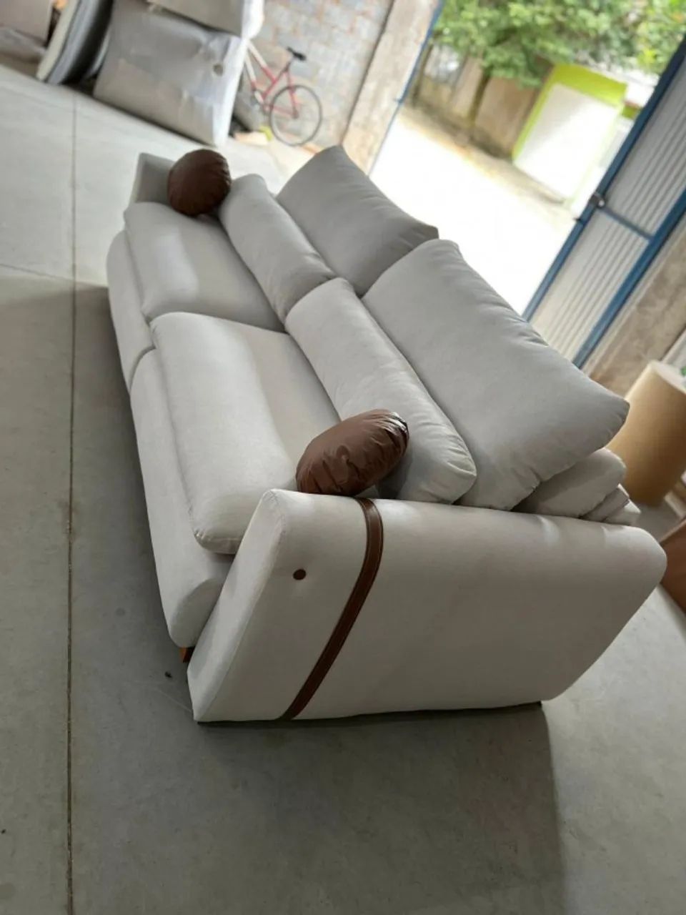 Sofá Cama Retrátil Victoria 2,30 m  Linho  Sem Caixa   Pronta Entrega!