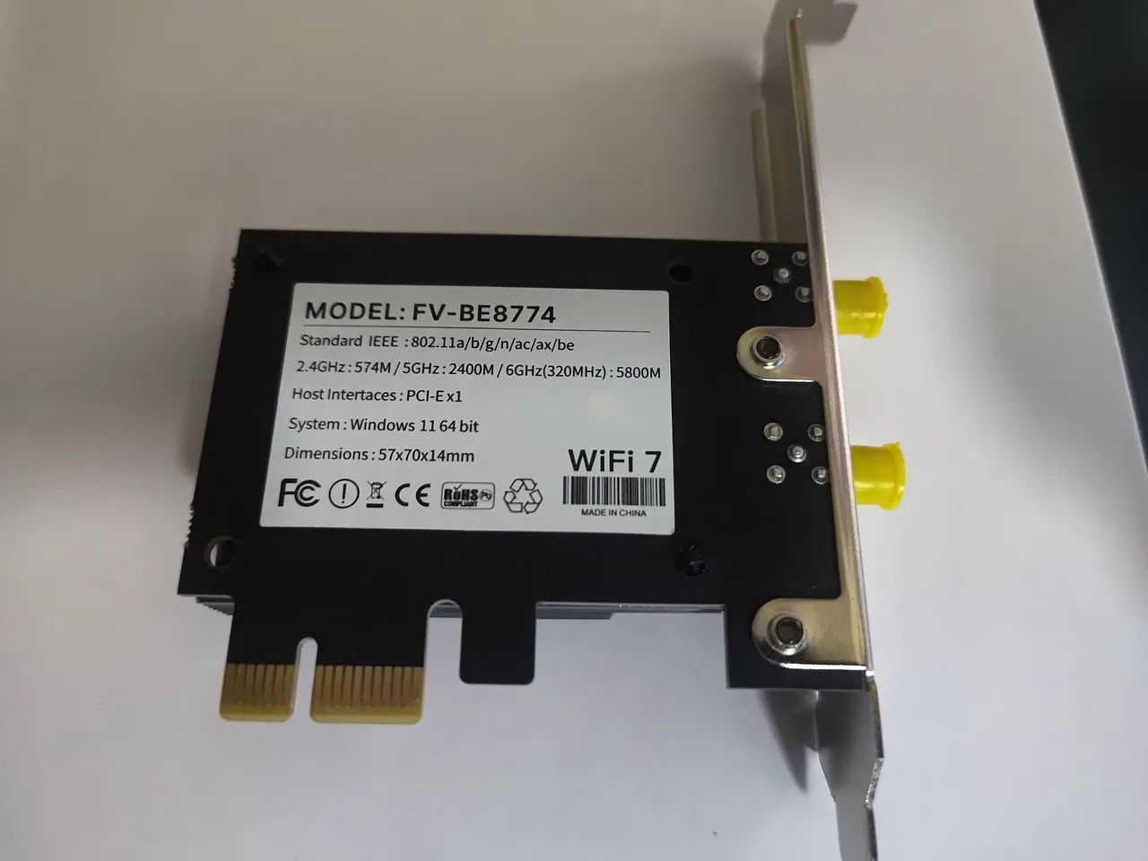 Adaptador Wi-Fi 7 FENVI QCNCM865 PCIE BT5.4 até 5.8Gbps Tri-band com Qualcomm para Win11 - Foto 6
