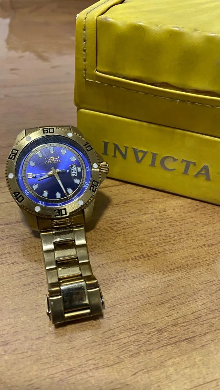 Invicta Pro Diver 19266 Original + Caixa - Azul/Dourado - Foto 4