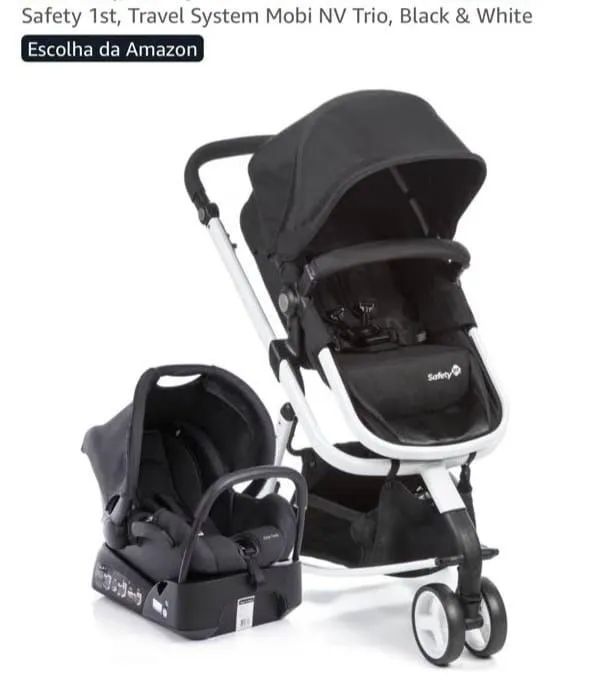 Carrinho de bebê 3 em 1 Safety 1st, Travel System Mobi NV Trio, Black & White - Foto 4