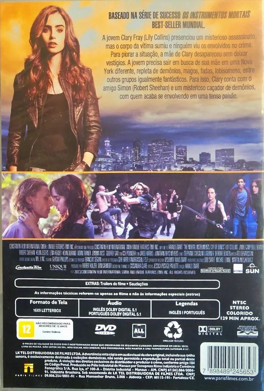 Filme DVD Os Instrumentos Mortais - Cidade dos Ossos  - Paris Filmes - Novo - Foto 2