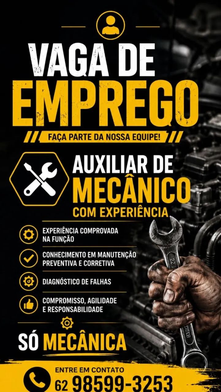 AUXILIAR DE MECÂNICO C/ EXPERIÊNCIA 