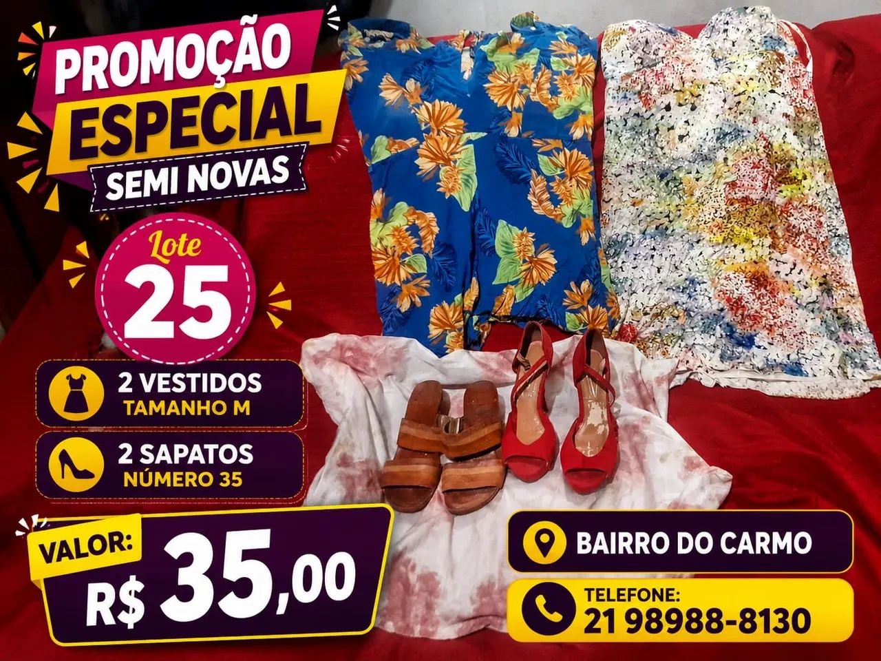 Lotes de Roupas Femininas vários tipos e tamanhos.