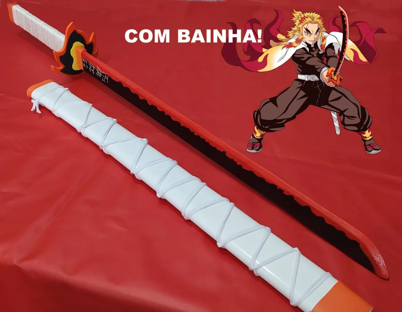 Espada brinquedo Rengoku demon slayer cosplay, decoração 