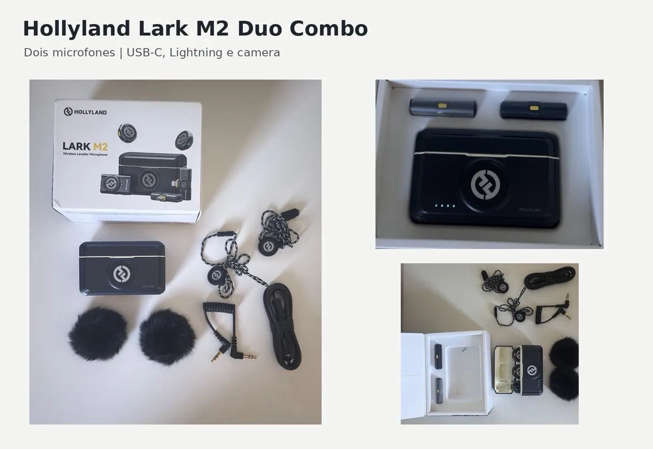 Microfone Hollyland Lark M2 Duo Combo com 2 microfones