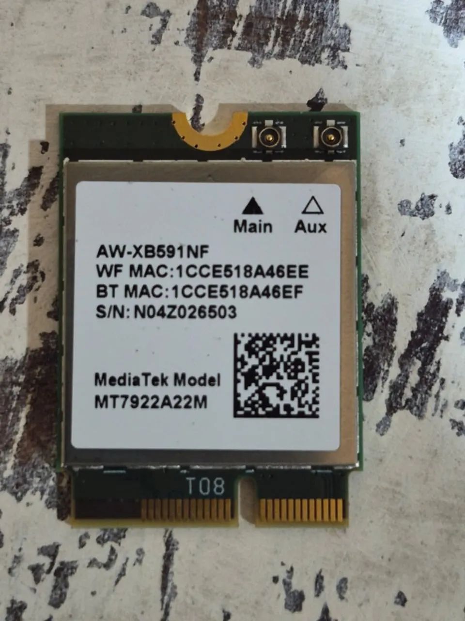 Placa WIFI e Bluetooth notebook modelo Placa Wi-fi Mediatek Mt7922a22m (usado)