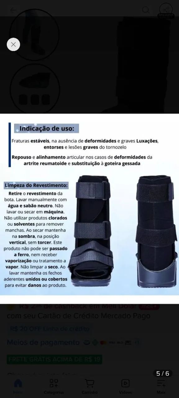 Bota imoblizadora ortopédica cano curto  - Foto 3