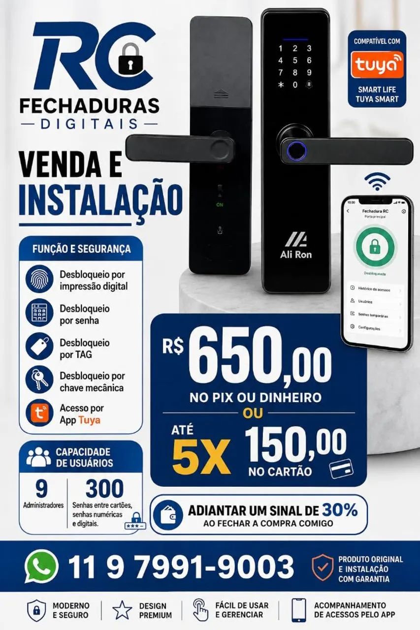 Fechadura Digital  Ali Ron Com Aplicativo  - Foto 3