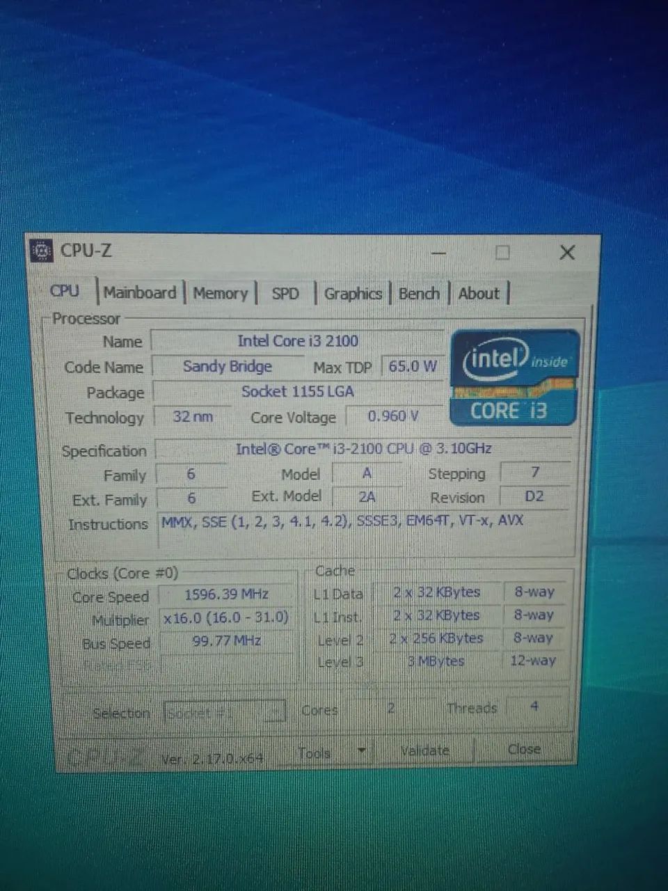 CPU i3-2100. 4gb. DDR3. HD 500gb