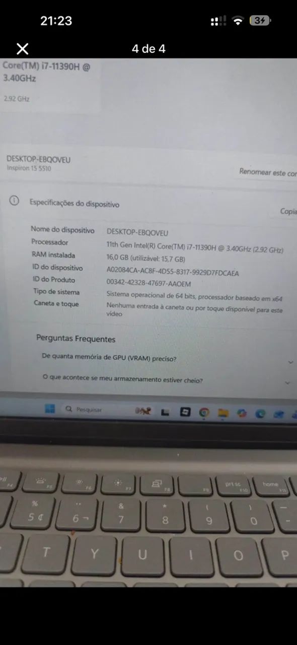 NOTEBOOK DELL INSPIRON 15 5510 - INTEL CORE i7 - Foto 4