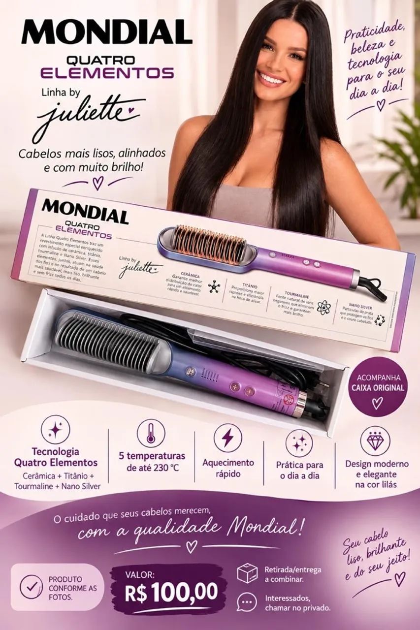 Escova alisadora Mondial