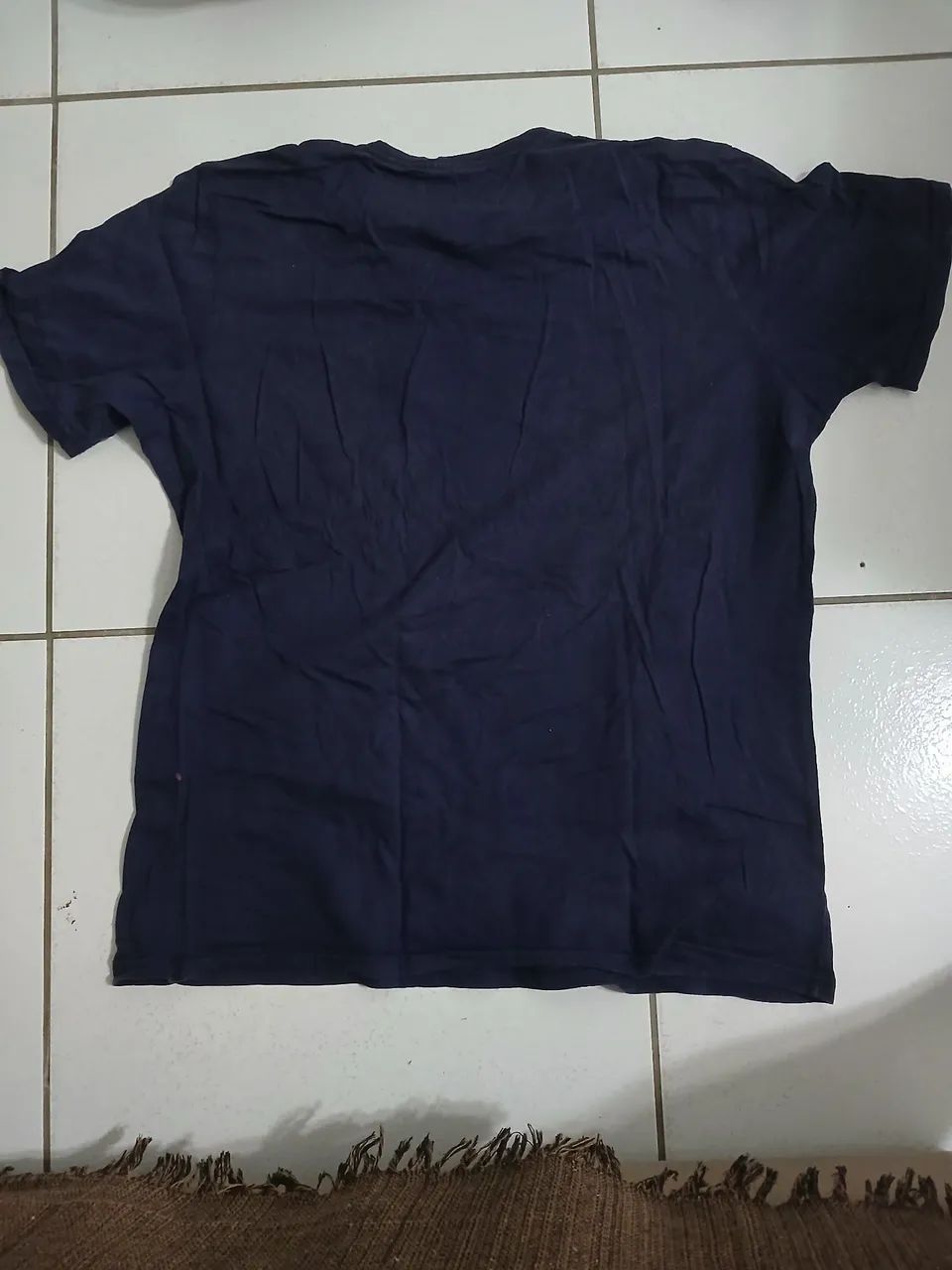 Camisa Masculina Azul Marinho de Algodão - Foto 2