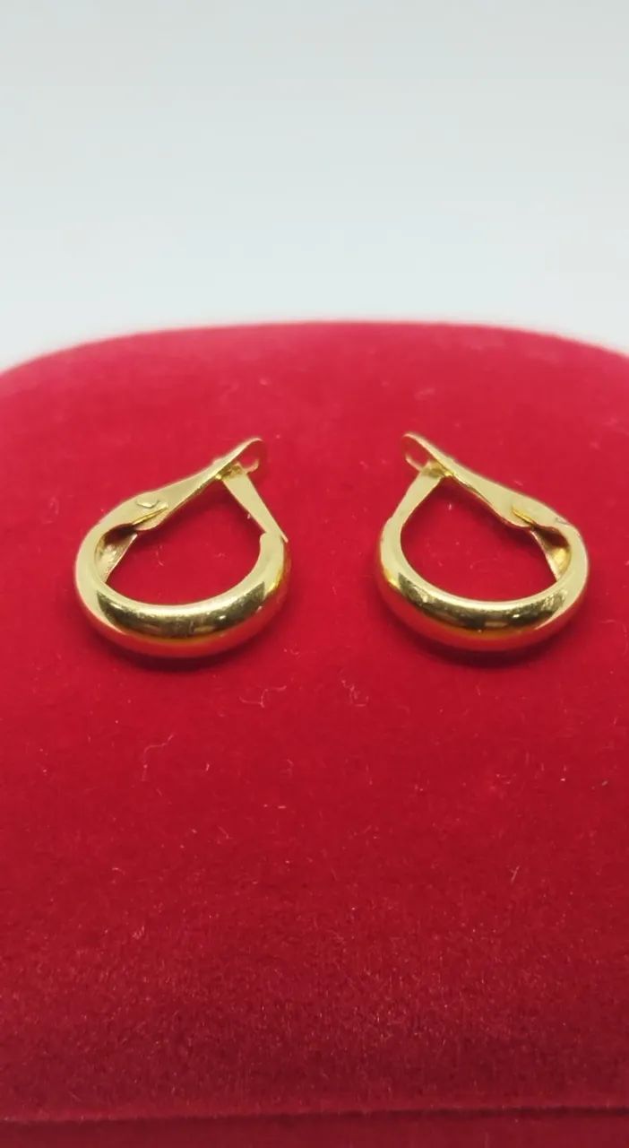 Brincos argola Ouro 18k - 1cm - Foto 3
