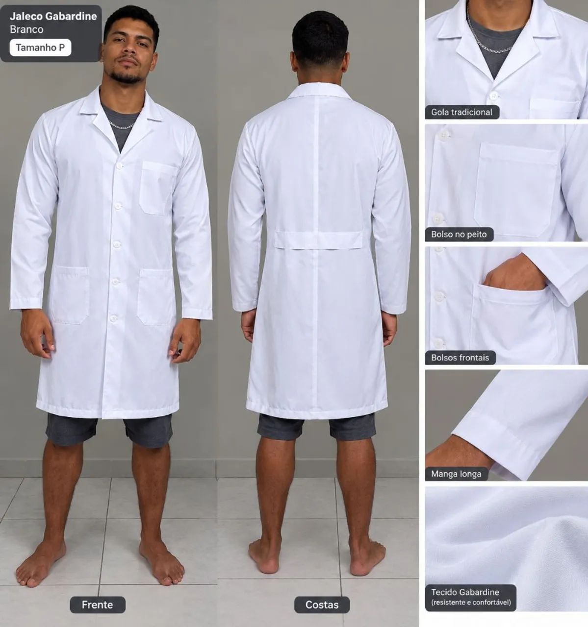 Jaleco gabardine branco 
