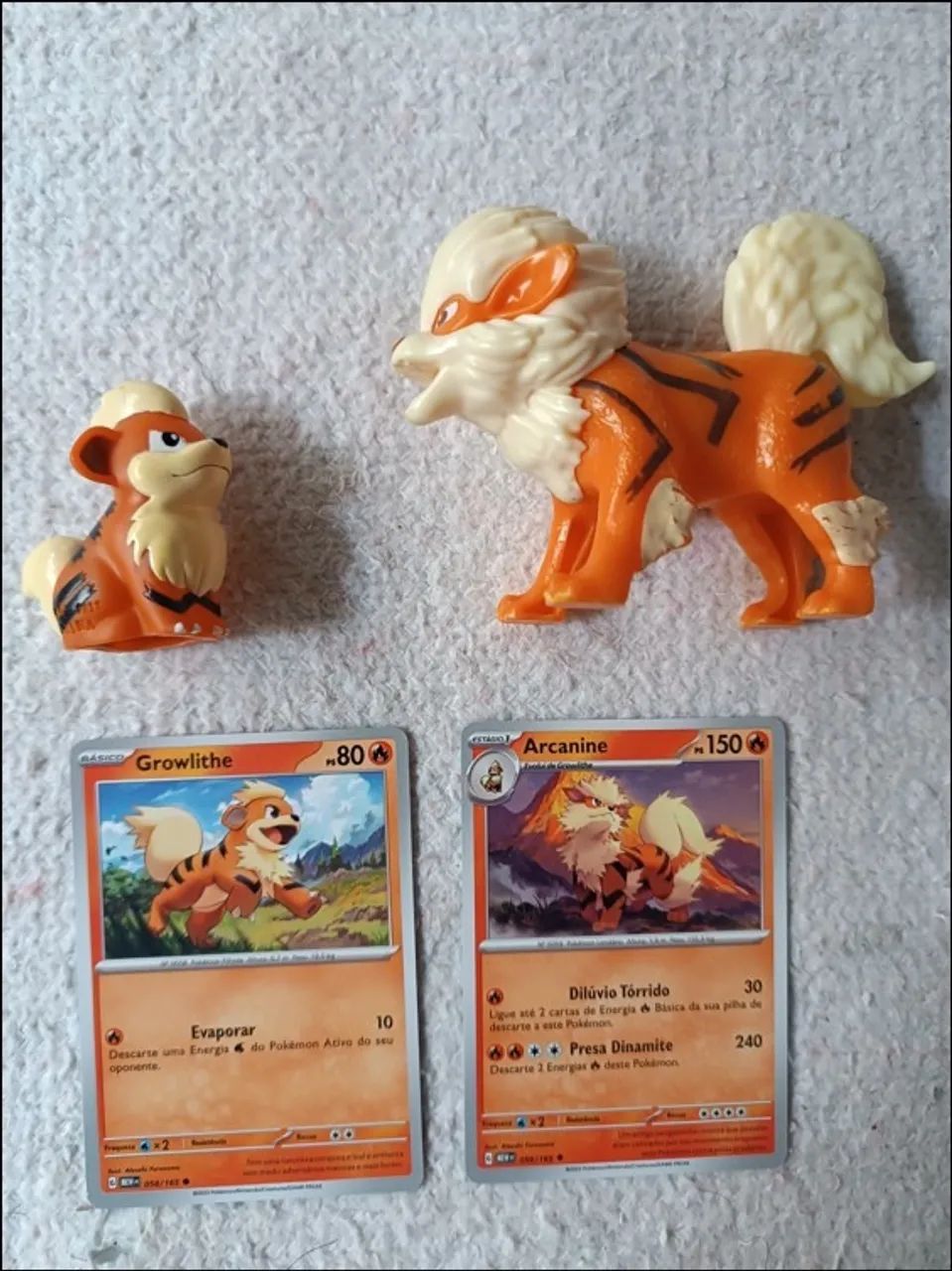 Colecionável Pokémon Arcanine Burger King 2019 + Growlithe Dedoche & Cards Originais (Novo