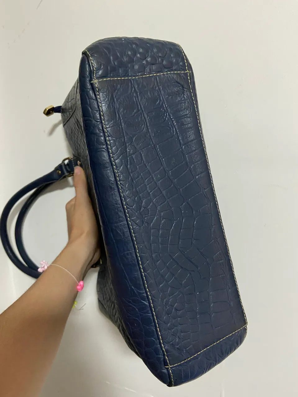 Bolsa Carmen Steffens Original Couro Azul Marinho - Foto 5