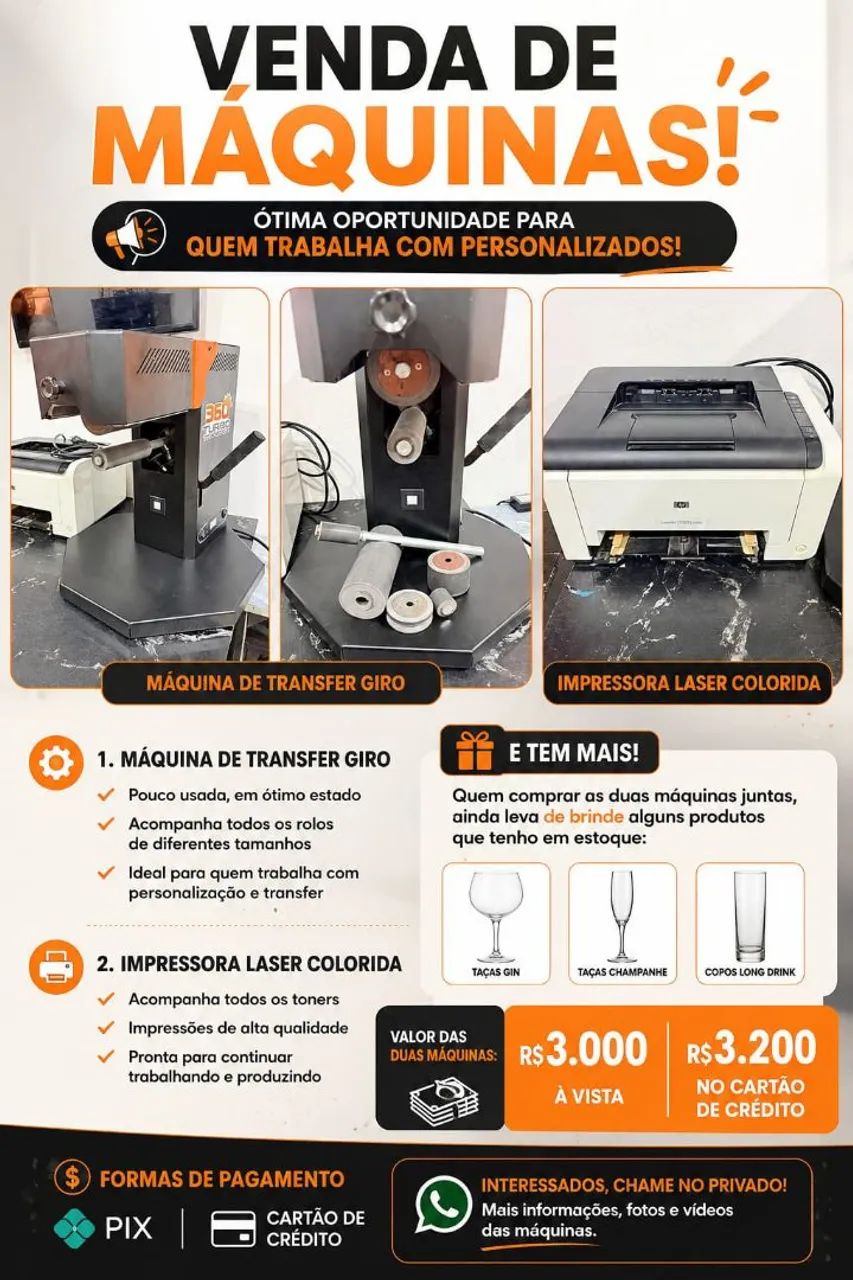 Máquina giro transfer 360 e impressora a laser 