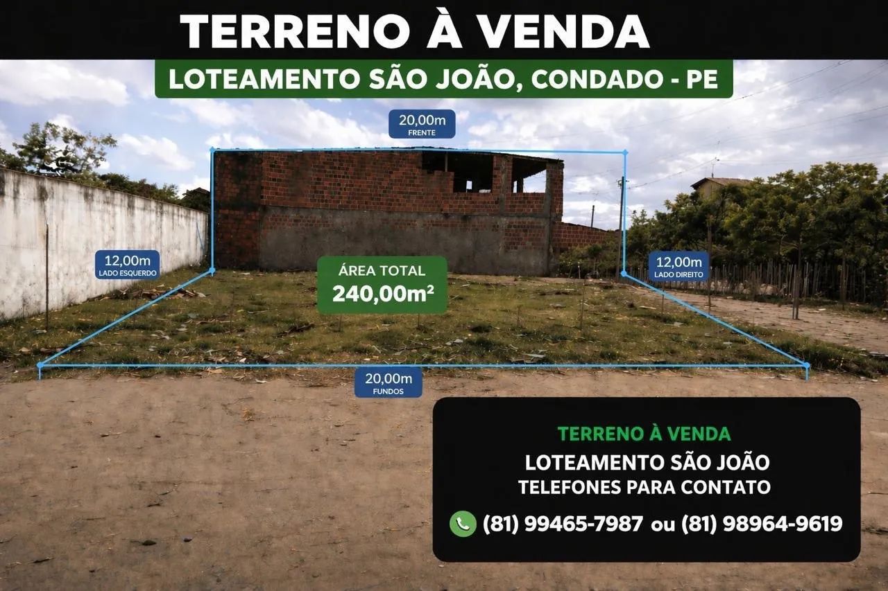 Terreno para vender em CONDADO PE