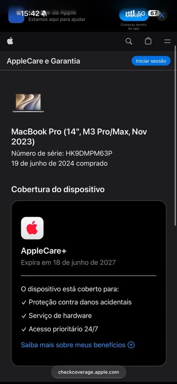 Macbook pro m3 pro 36gb ram ssd 512gb