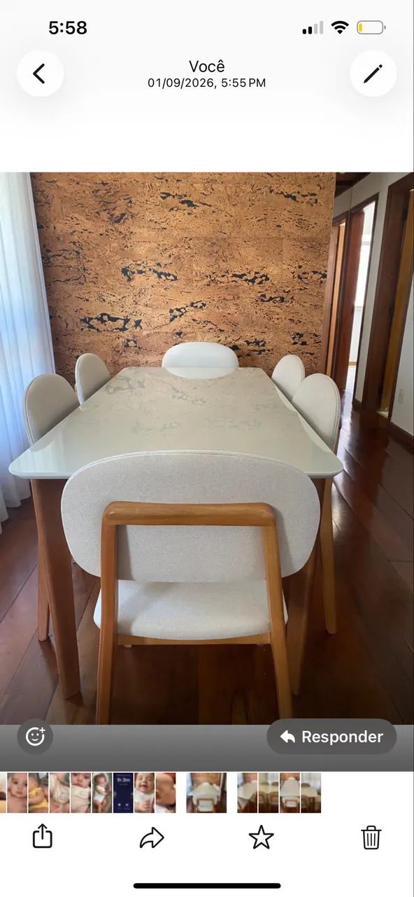CONJUNTO MESA DE JANTAR + 6 CADEIRAS DE LINHO - Foto 3