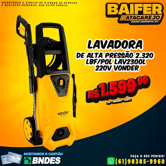 Lavadora de Alta Pressão 2.320 lbf/pol Lav2300L 220v Vonder