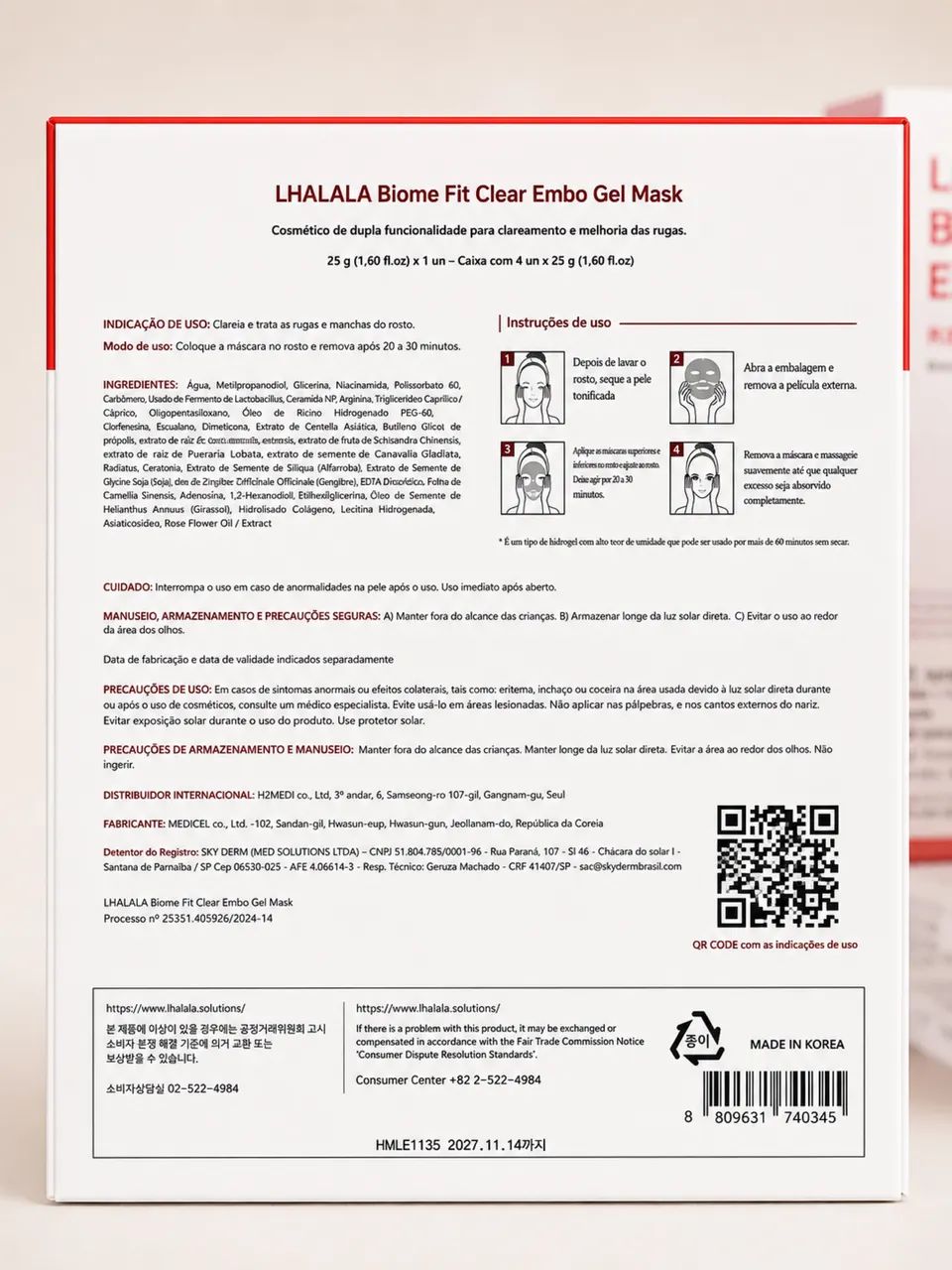 Kit LHALALA Peel Completo + Foam + Biome Fit Clear Embo Gel Mask +