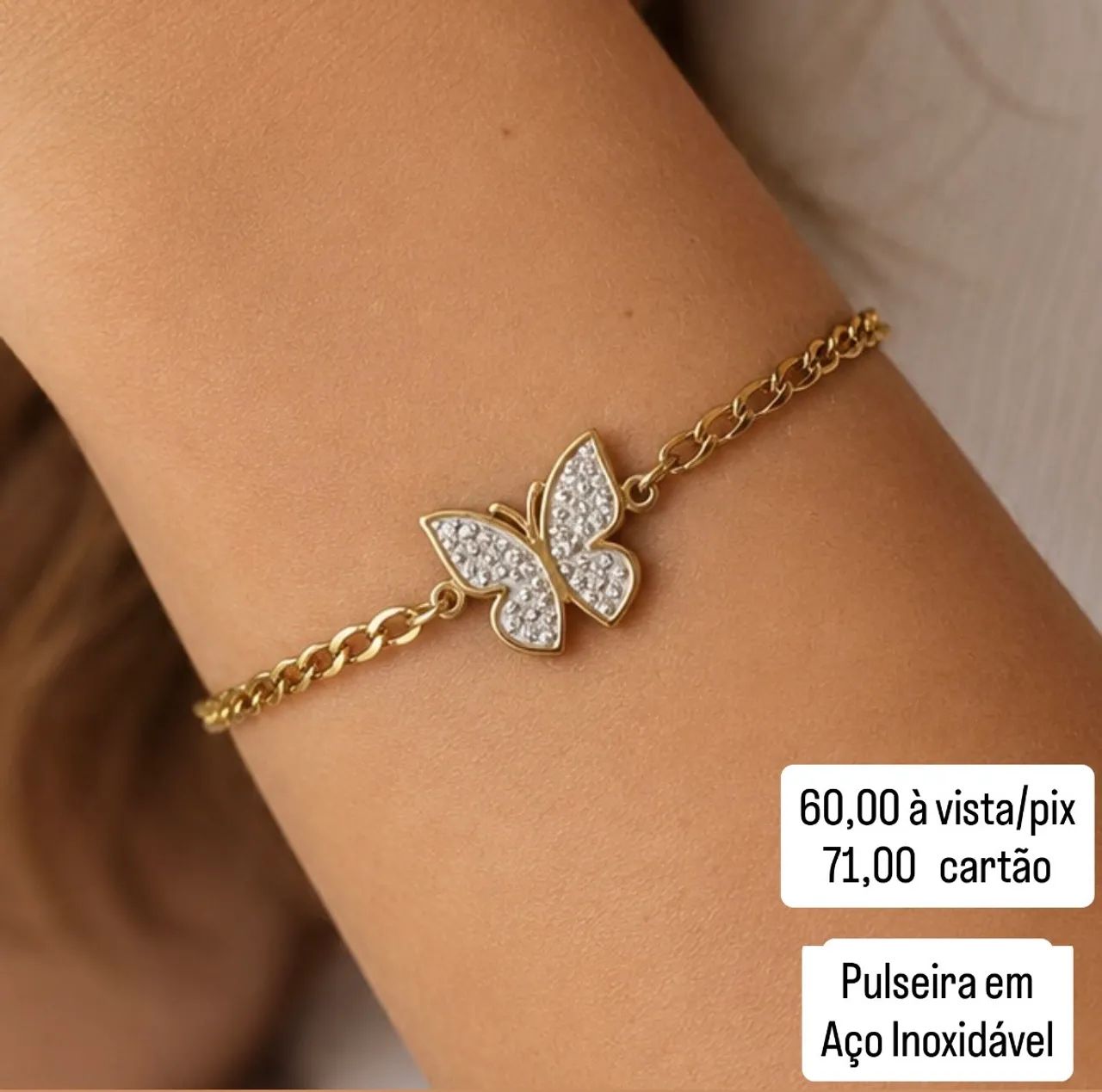Pulseira Borboleta em Aço  - Foto 3