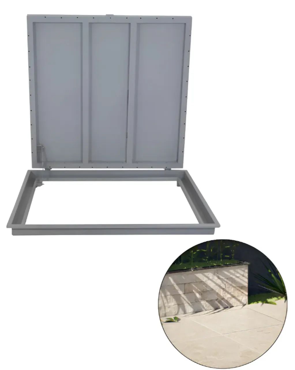 porta basculante alcapão tampa de maquinas 90 x 90 - Foto 4