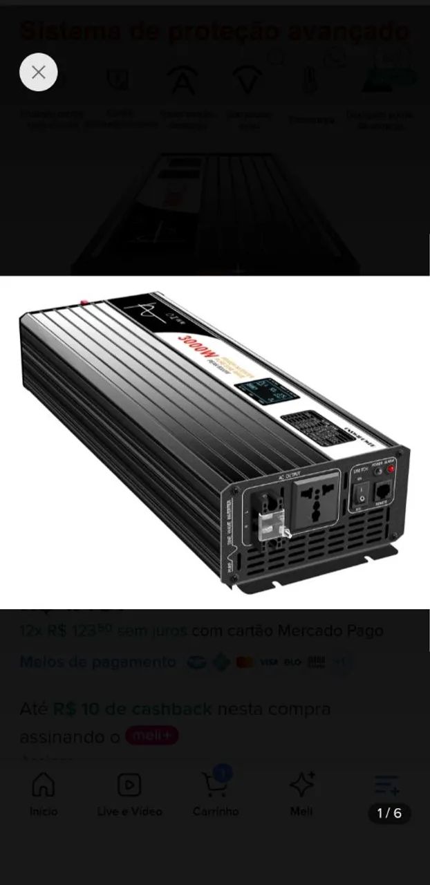 Inversor 12 volts 220,caixa lacrada 