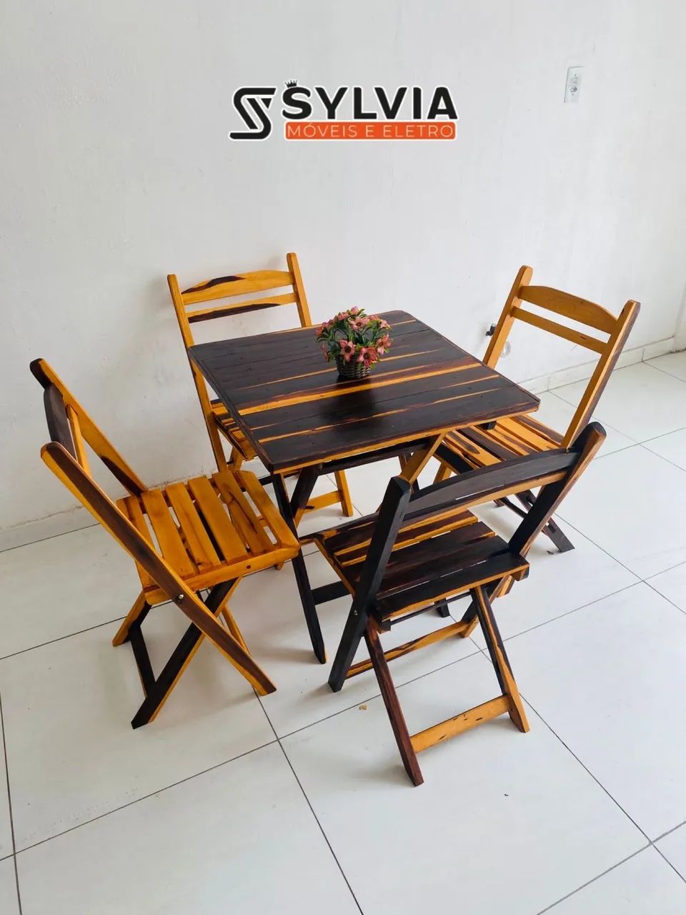Conjunto dobrável 70x70 envernizado - Foto 5