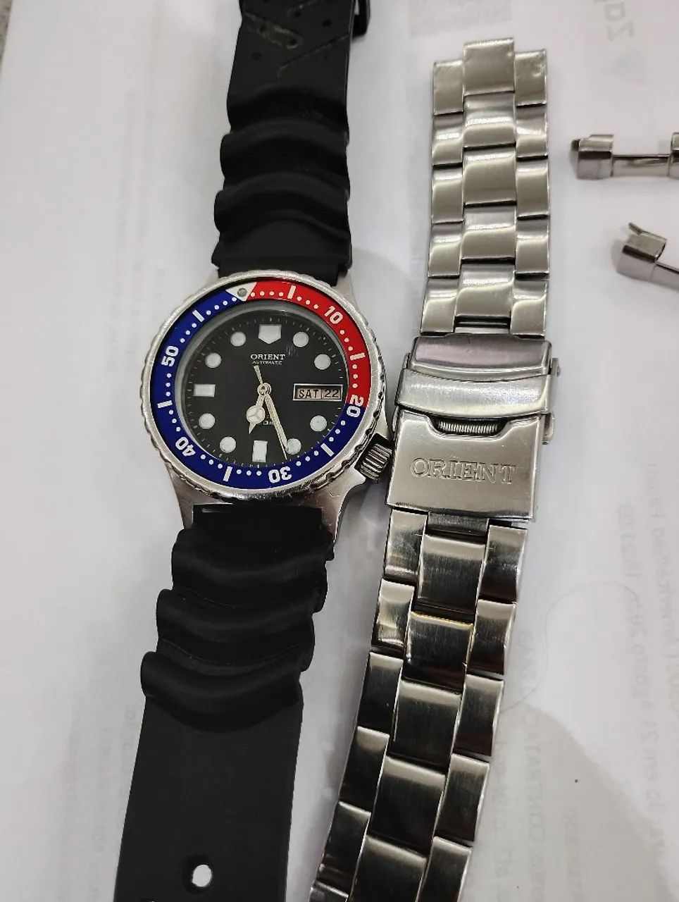 Relógio orient automático pepsi shark duas pulseiras 