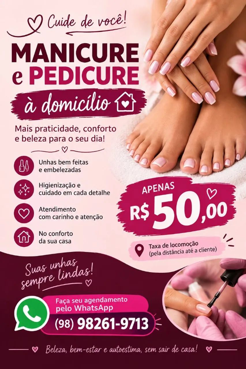 Manicure e pedicure à domicílio 