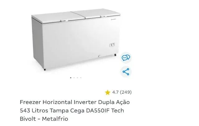 Freezer horizontal metalfrio 546 litros maior que os normais