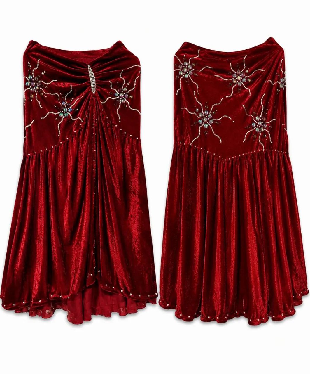 Roupa Completa de Dança do Ventre - Vermelha com Pedrarias